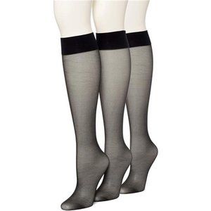 HUE Women's Sheer Knee Hi Socks 3 Pair Pack